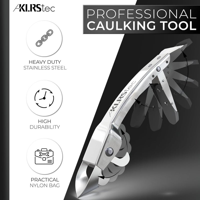 KLRS أداة كاوليك المهنية KLRStec [100% فولاذ مقاوم للصدأ] مجموعة أدوات إزالة الكاوتشوك 4 في 1 - أداة إزالة الجص وأداة إنهاء - أداة متعددة الاستخدامات للمفاصل السيليكون المثالية، مانع تسرب وكاشط - Image 2